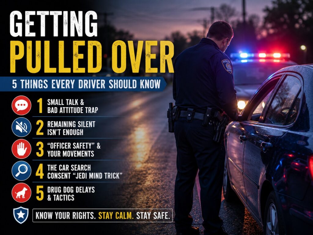 Image of someone getting pulled over by a police officer.